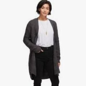 Basin Range Wool Angora Ribbed Gray Long Knit Cardigan Sweater Size XS